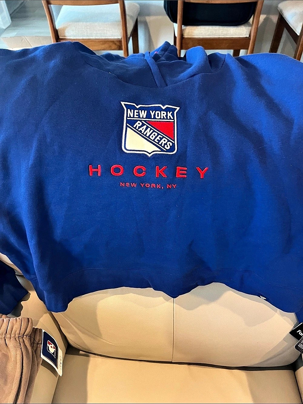 Fanatics New York Rangers NHL Hockey Hoodie Sweatshirt Blue & Red Large
